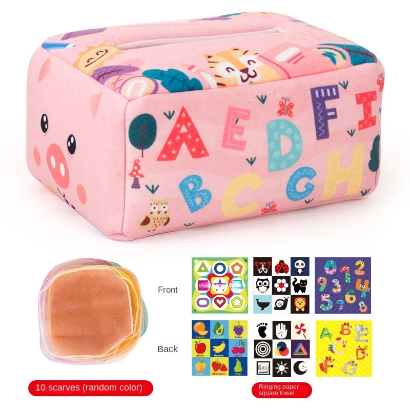 Magic Tissue Box Sensory Busy Board | Montessori Baby Activity Toy