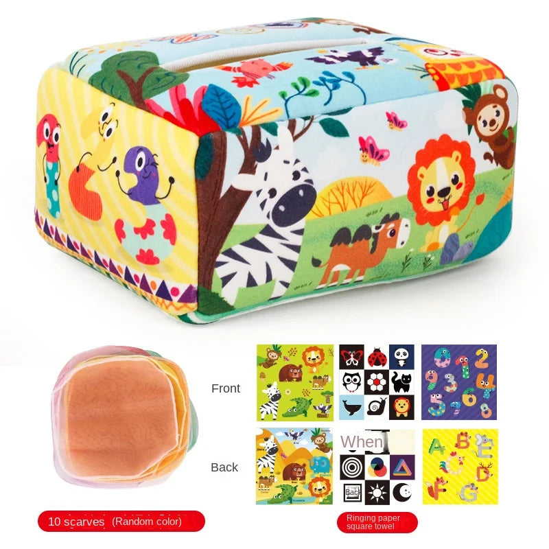 Magic Tissue Box Sensory Busy Board | Montessori Baby Activity Toy