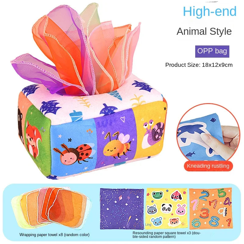 Magic Tissue Box Sensory Busy Board | Montessori Baby Activity Toy