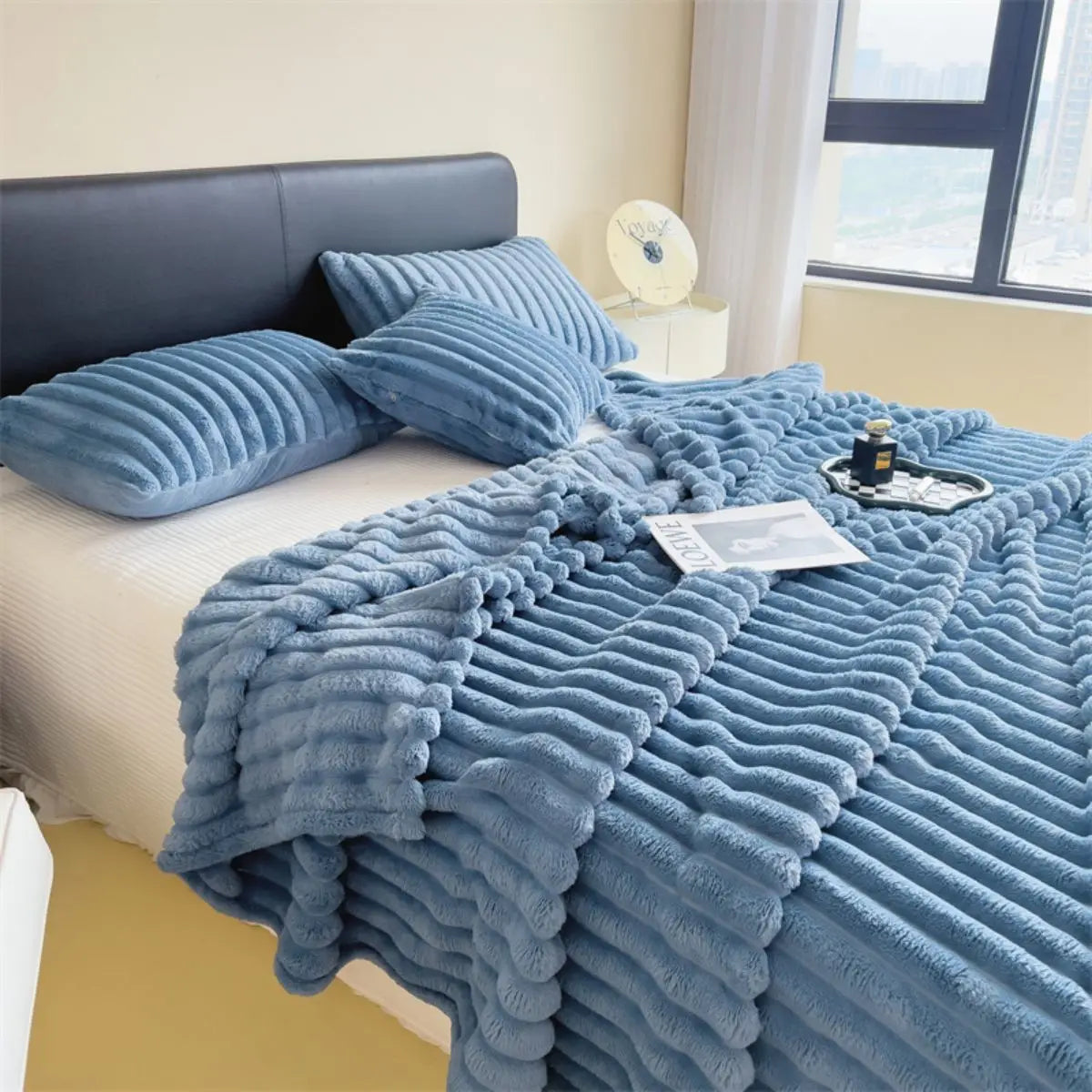 Soft Striped Multifunctional Blanket | Cosy Sensory Comfort Blanket for Home & Travel