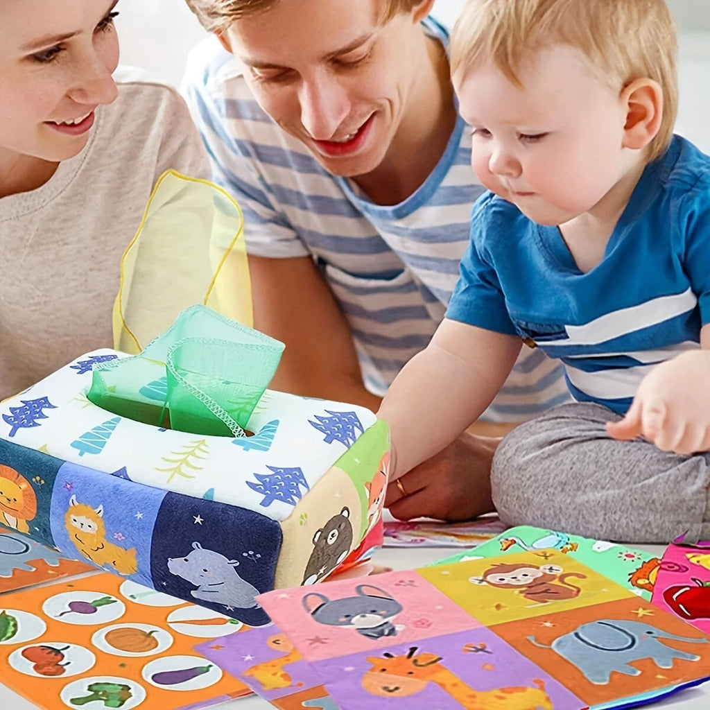 Magic Tissue Box Sensory Busy Board | Montessori Baby Activity Toy