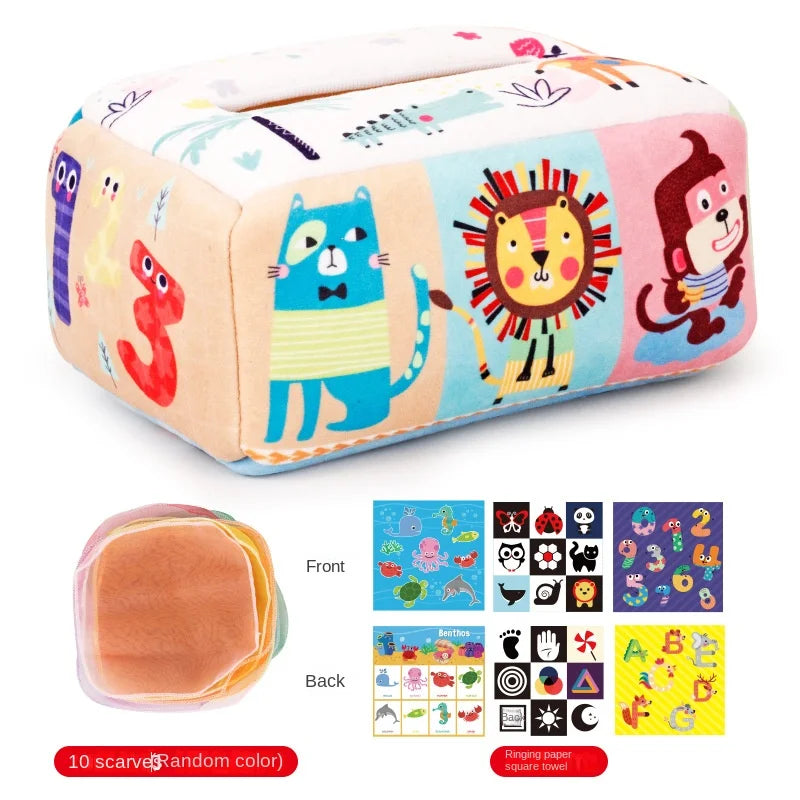 Magic Tissue Box Sensory Busy Board | Montessori Baby Activity Toy