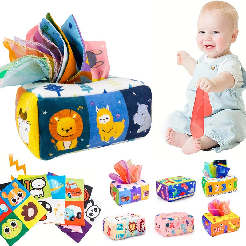 Magic Tissue Box Sensory Busy Board | Montessori Baby Activity Toy