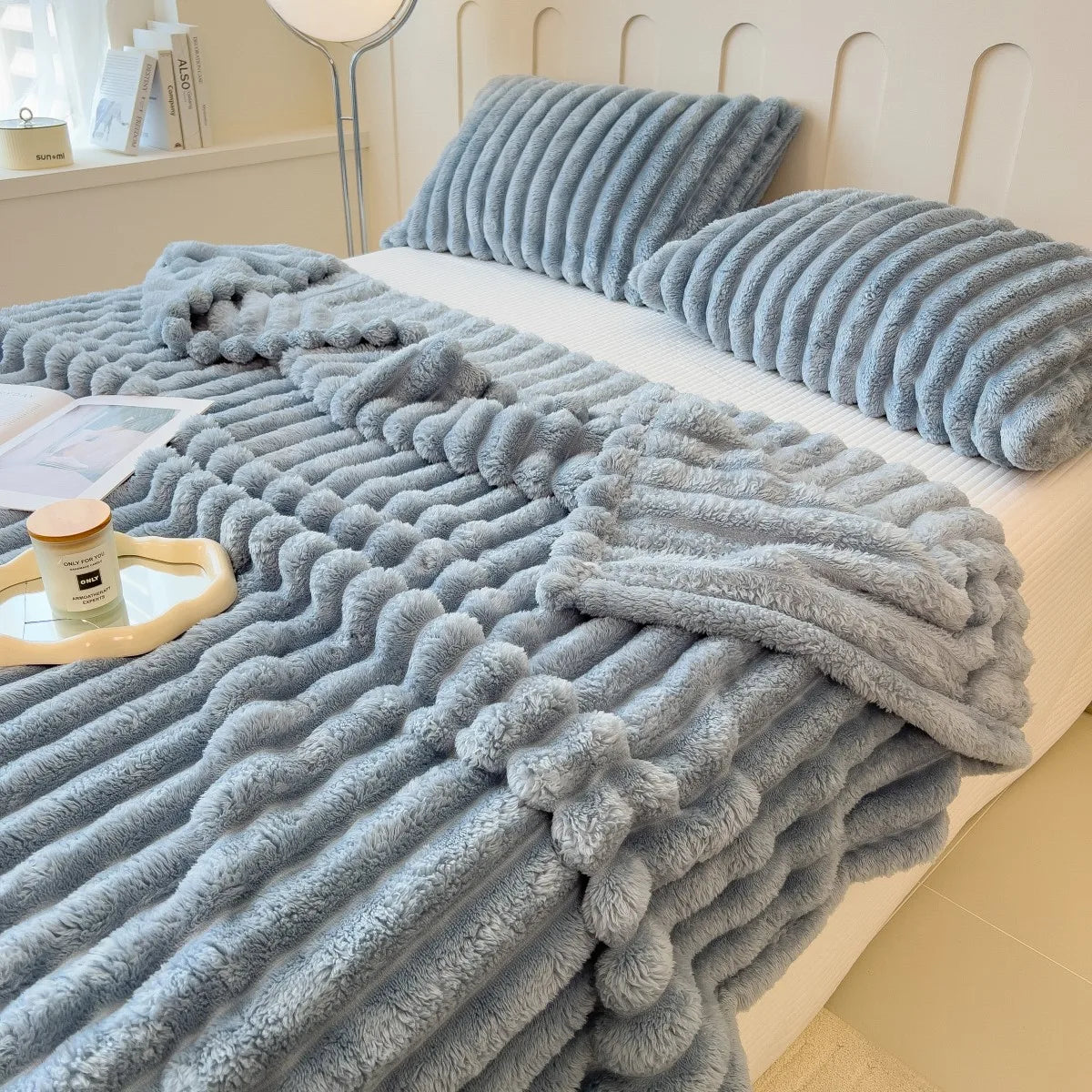 Soft Striped Multifunctional Blanket | Cosy Sensory Comfort Blanket for Home & Travel