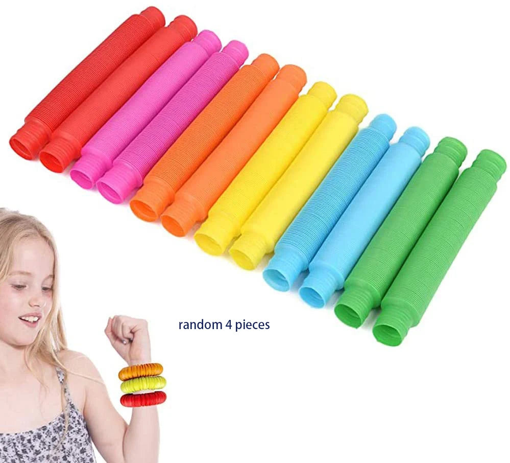 Mini Pop Tube Sensory Fidget Toys | Pack of 4 | ADHD & Autism Stress Relief