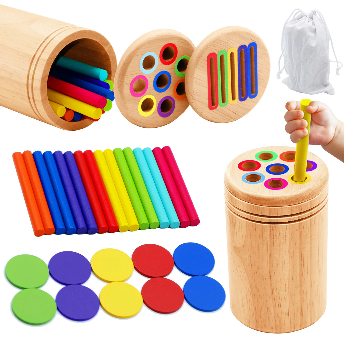 Montessori Wooden Colour Sorting Puzzle | Sensory Shape Matching Toy for Toddlers